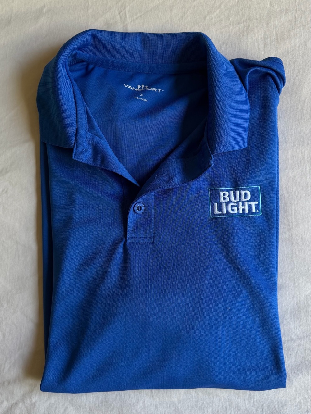 Bud Light Men’s Blue Polo Shirt — Branded Short Sleeve Collared Tee - Picture 2 of 7